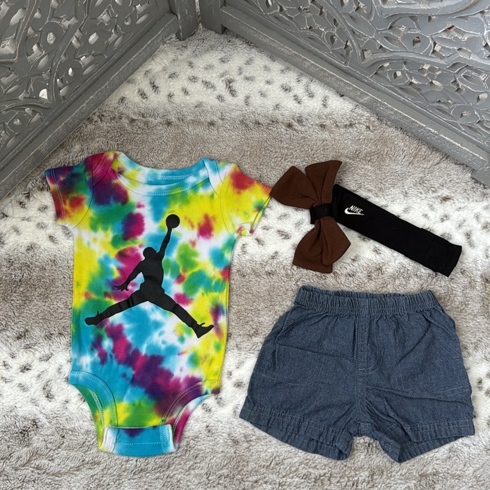 Air Jordan Nike set baby girls 6 months tie dye sporty athletic activewear